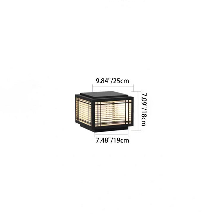 Tradisjonelt kinesisk kvadrat aluminium glass 1-lampe post hode lys for hage | Skanto