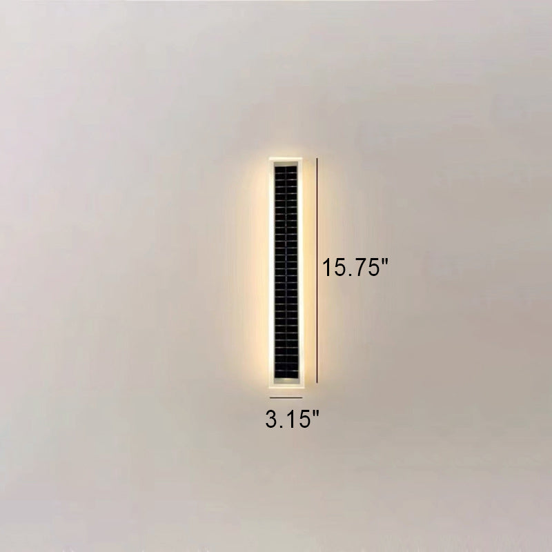 Minimalistisk rektangulær LED-vegglampe for utendørs bruk, vanntett, med solcellefunksjon, for terrasse og hage