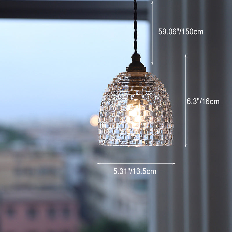Skanto | Tradisjonell Fransk Messing Ruter Glass Blomst Form 1-Lys Pendellampe For Stue