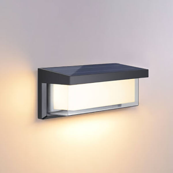 Rektangulær solcelledrevet PC LED-vegglampe for uteplassen