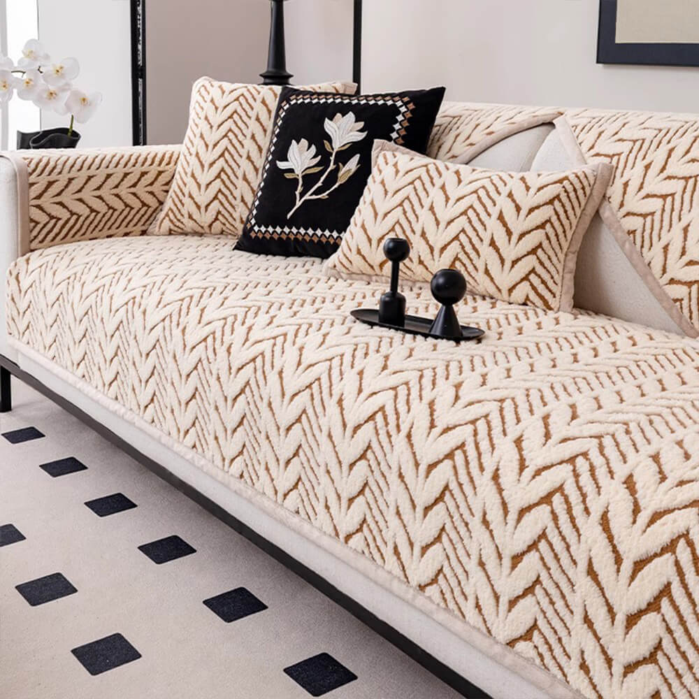 Premium Varm Hveteøre Plush Anti-Slip Sofa Deksel | Skanto