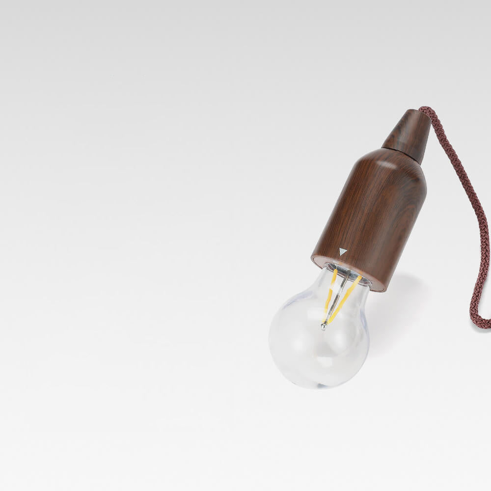Retro bærbar, vanntett, rund trekjeglelampe med batteri og USB-tilkobling, 1 lyspære, ideell for camping og utendørsaktiviteter