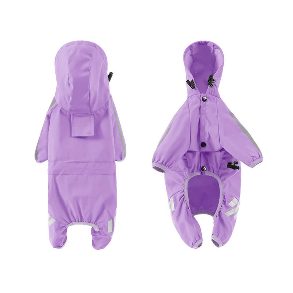 Skanto | RainBuddy Vanntett Hunderegndress | Reflekterende Striper | Justerbar & Med Hette