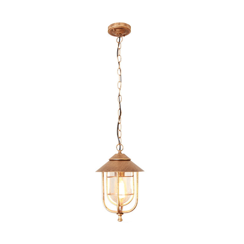 Industriell vintage aluminium bur glass 1-lampe utendørs vanntett pendellampe | Skanto