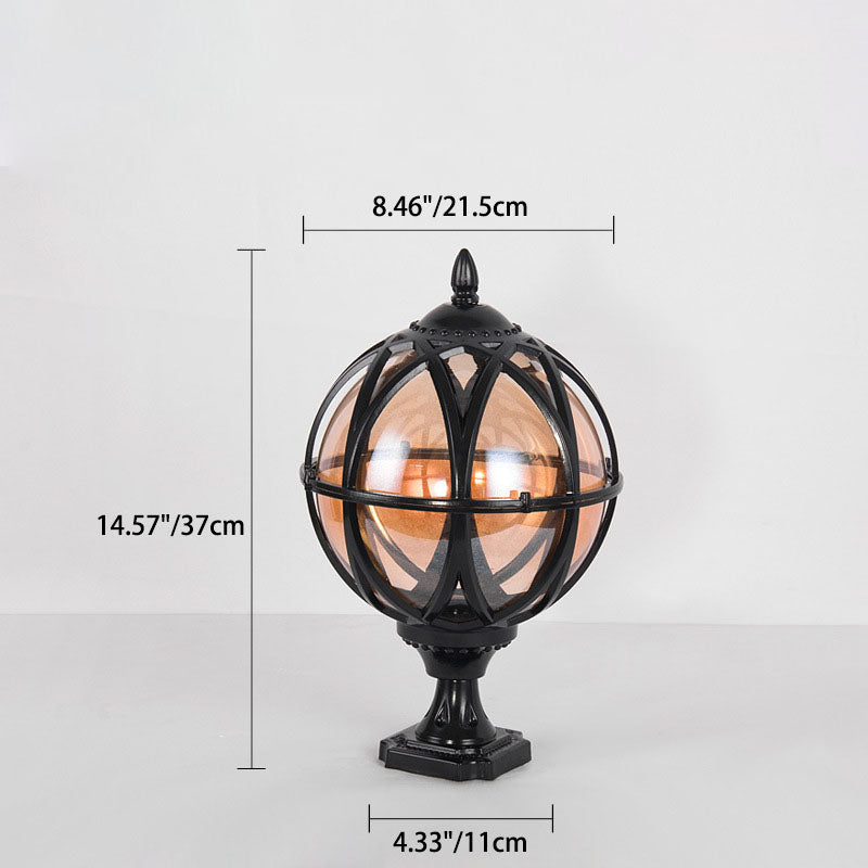 Tradisjonell kolonial globe glass aluminium 1-lys utendørs lys for hage | Skanto