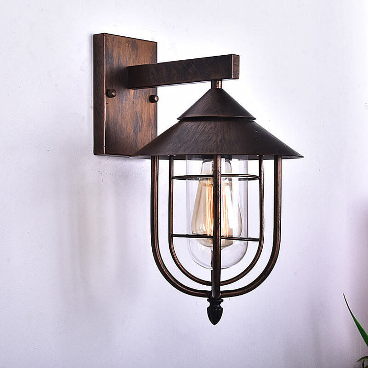 Vintage industriell vegglampe i jern for innendørs og utendørs bruk, 1 lyspære