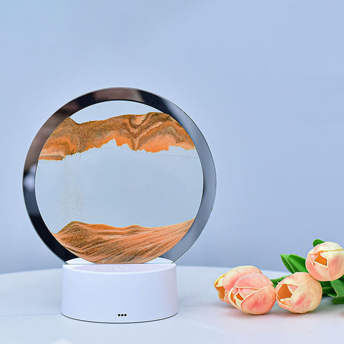 Skanto | Kreativ Rund Timeglass Quicksand 3D LED Nattlampe Bordlampe