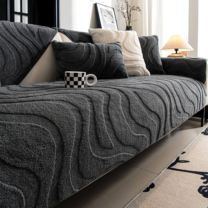 Varm Plush Bøyd Jacquard Rutsjefri Sofa Beskyttelsestrekk | Skanto