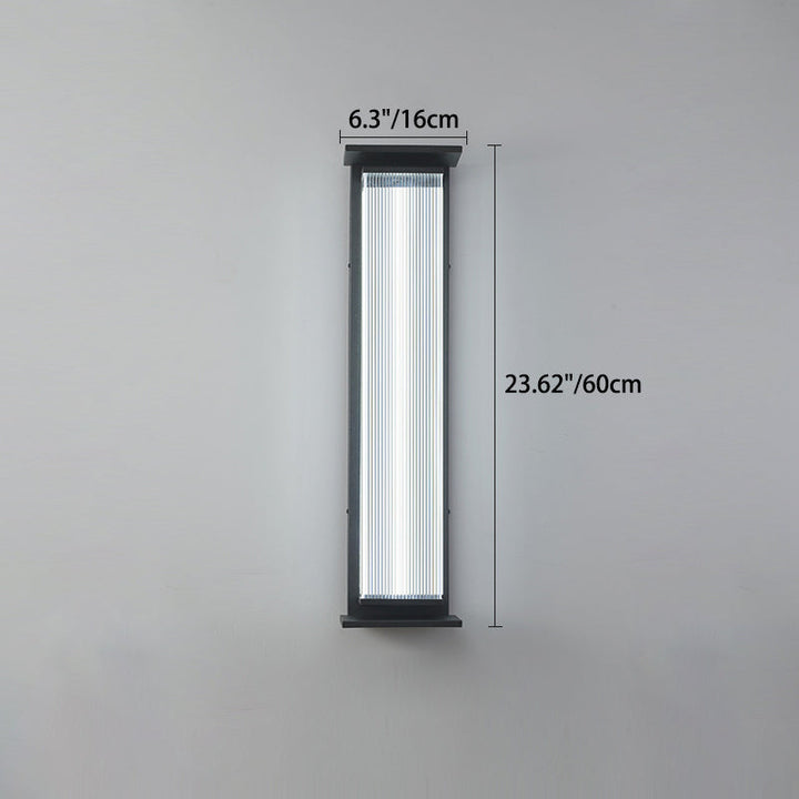 Moderne Minimalistisk Vanntett Rektangulær Rustfritt Stål Akryl LED Vegglygte Lampe For Utendørs Patio | Skanto