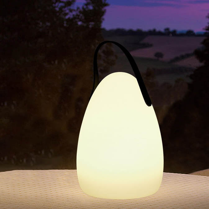 Rund, firkantet LED-bordlampe av plast til terrassen