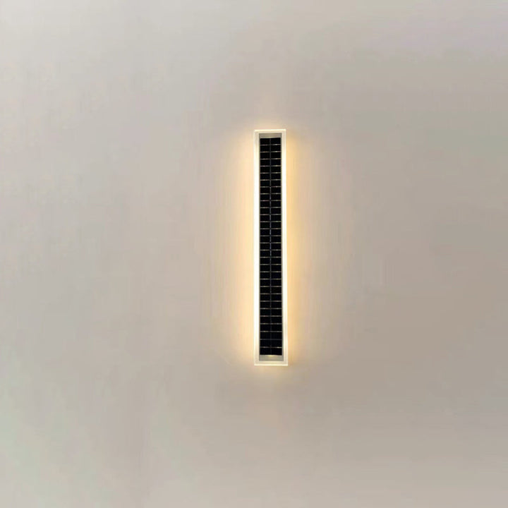 Minimalistisk rektangulær LED-vegglampe for utendørs bruk, vanntett, med solcellefunksjon, for terrasse og hage