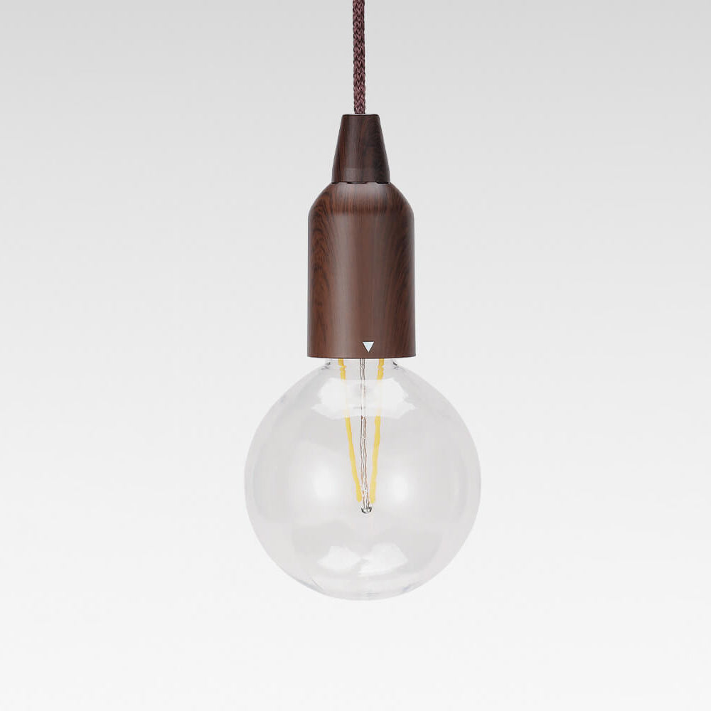 Retro bærbar, vanntett, rund trekjeglelampe med batteri og USB-tilkobling, 1 lyspære, ideell for camping og utendørsaktiviteter