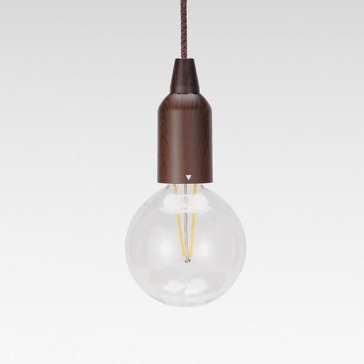 Retro bærbar, vanntett, rund trekjeglelampe med batteri og USB-tilkobling, 1 lyspære, ideell for camping og utendørsaktiviteter