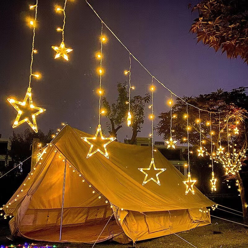 Skanto | LED Solenergi Stjerne Måne Gardin Lys Jul Utendørs Patio Dekorativ Camping Lysende Lyskastere