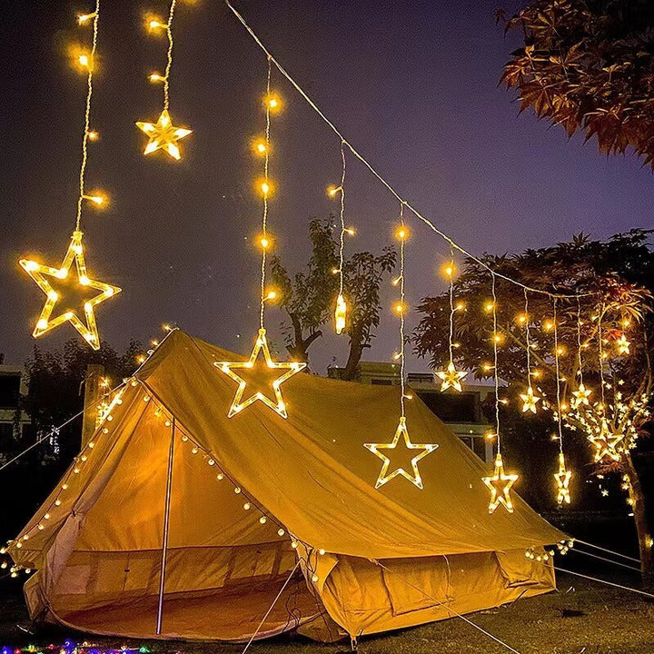 Skanto | LED Solenergi Stjerne Måne Gardin Lys Jul Utendørs Patio Dekorativ Camping Lysende Lyskastere
