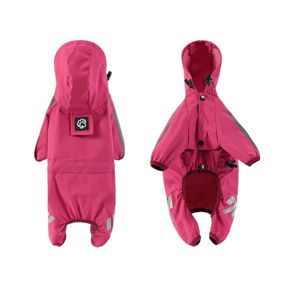 Skanto | RainBuddy Vanntett Hunderegndress | Reflekterende Striper | Justerbar & Med Hette