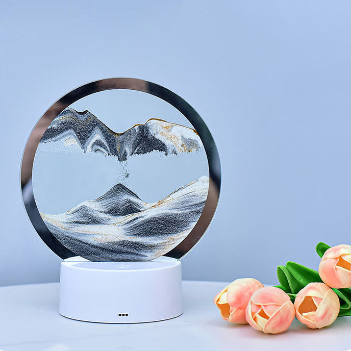 Skanto | Kreativ Rund Timeglass Quicksand 3D LED Nattlampe Bordlampe