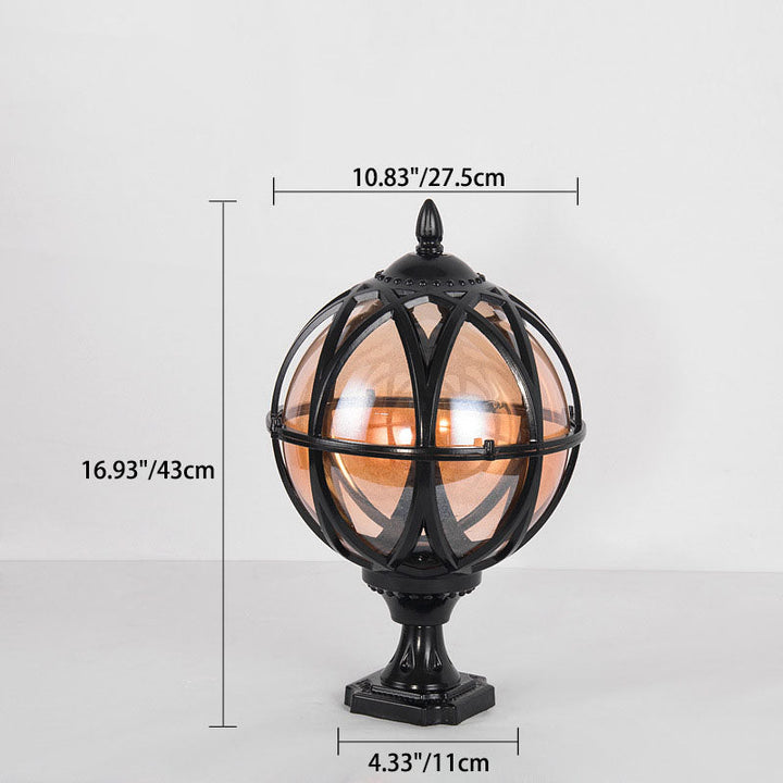 Tradisjonell kolonial globe glass aluminium 1-lys utendørs lys for hage | Skanto