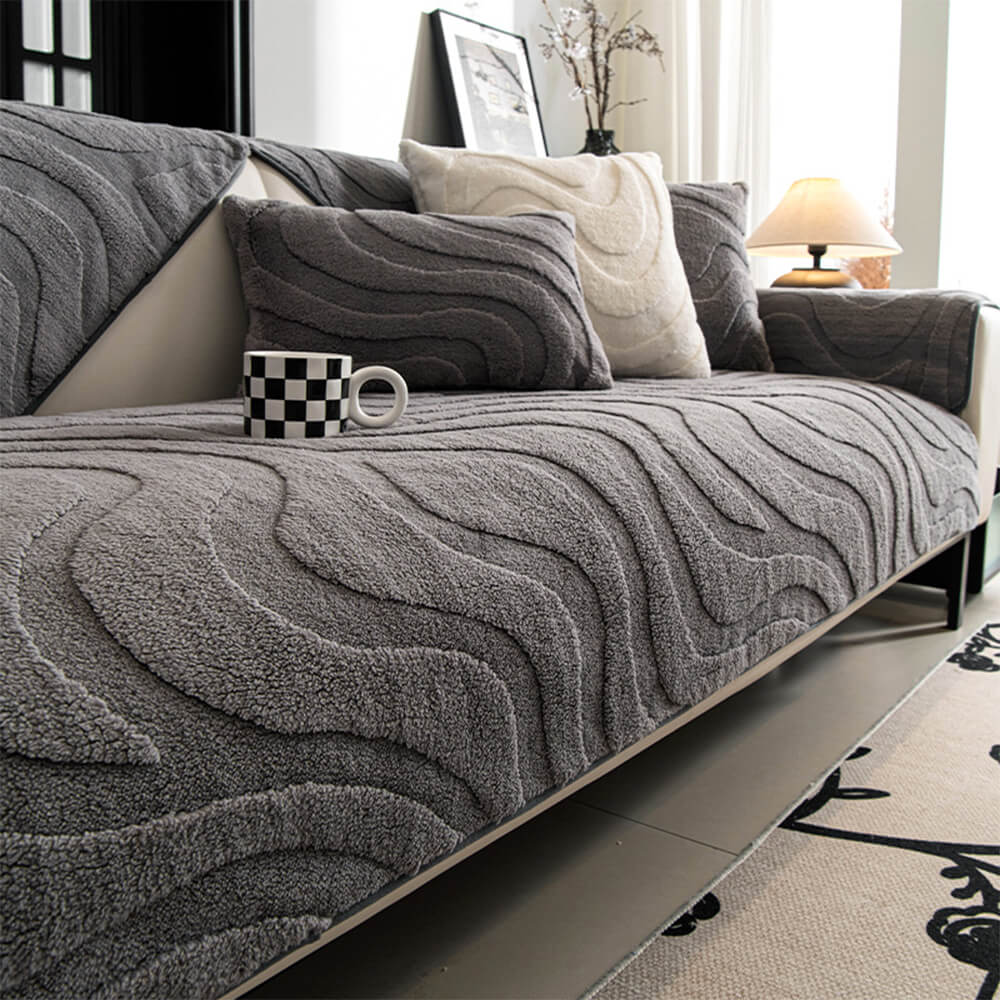 Varm Plush Bøyd Jacquard Rutsjefri Sofa Beskyttelsestrekk | Skanto