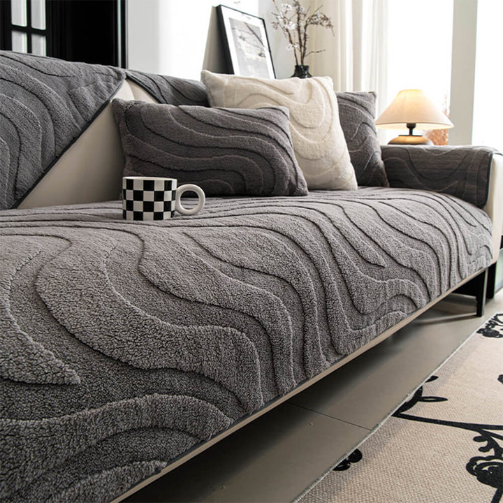 Varm Plush Bøyd Jacquard Rutsjefri Sofa Beskyttelsestrekk | Skanto