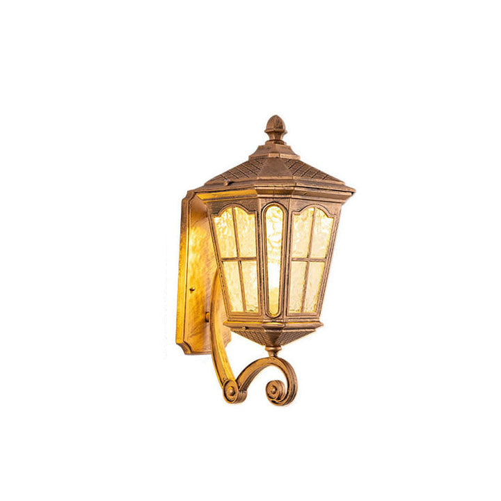 Europeisk utendørs lantern aluminium glass vanntett 1-lys vegglampe | Skanto