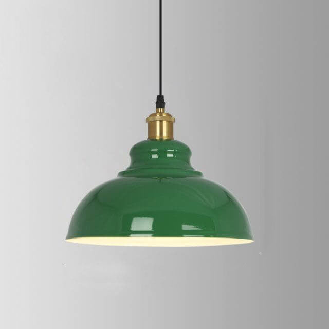 Skanto | RetroDome Industriell Vintage Pendellampe | Grønn Jernkuppel Design | Enkelt Lys | Rustikk Takbelysning