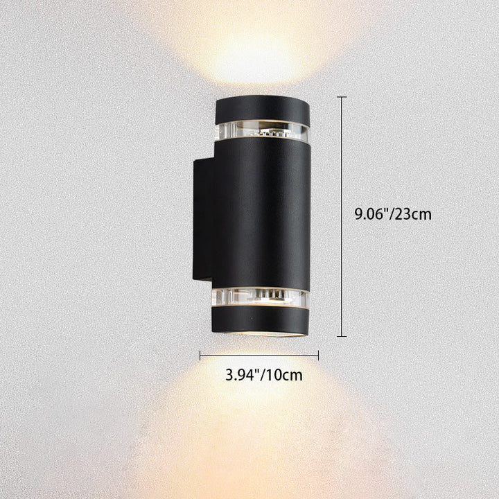 Samtidig industriell vanntett aluminiumsylinder LED opp og ned lyssterk spotlight vegglampe for utendørs terrasse | Skanto