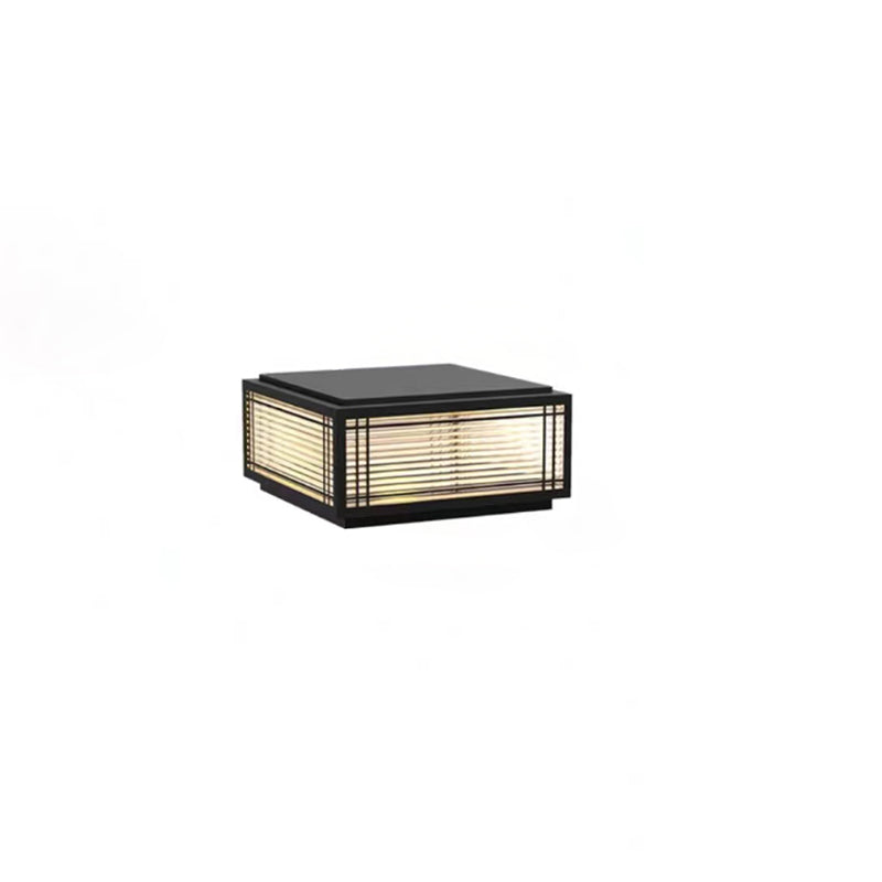Tradisjonelt kinesisk kvadrat aluminium glass 1-lampe post hode lys for hage | Skanto