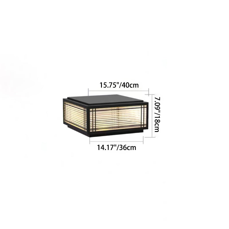 Tradisjonelt kinesisk kvadrat aluminium glass 1-lampe post hode lys for hage | Skanto