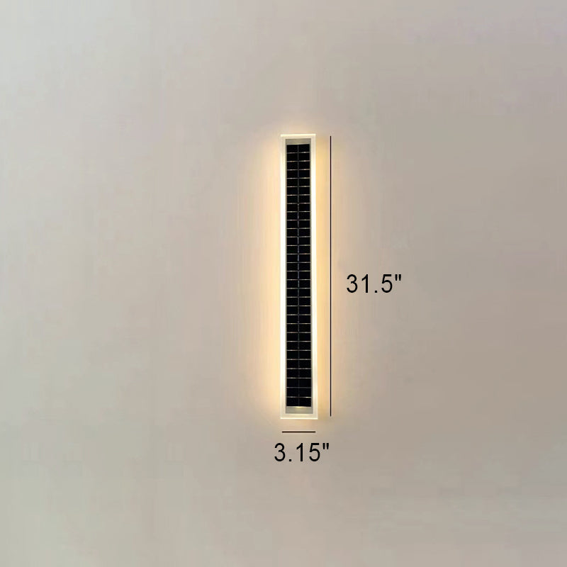Minimalistisk rektangulær LED-vegglampe for utendørs bruk, vanntett, med solcellefunksjon, for terrasse og hage