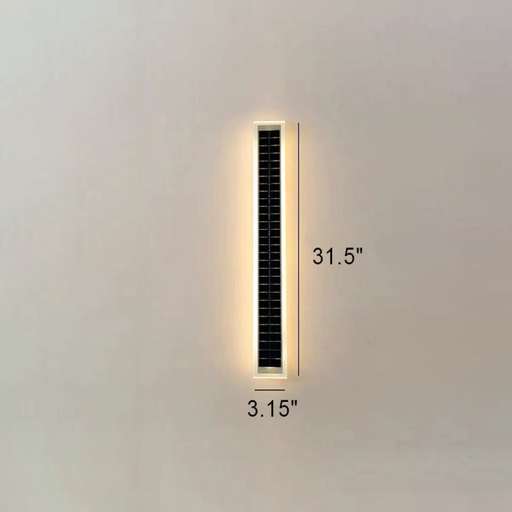 Minimalistisk rektangulær LED-vegglampe for utendørs bruk, vanntett, med solcellefunksjon, for terrasse og hage
