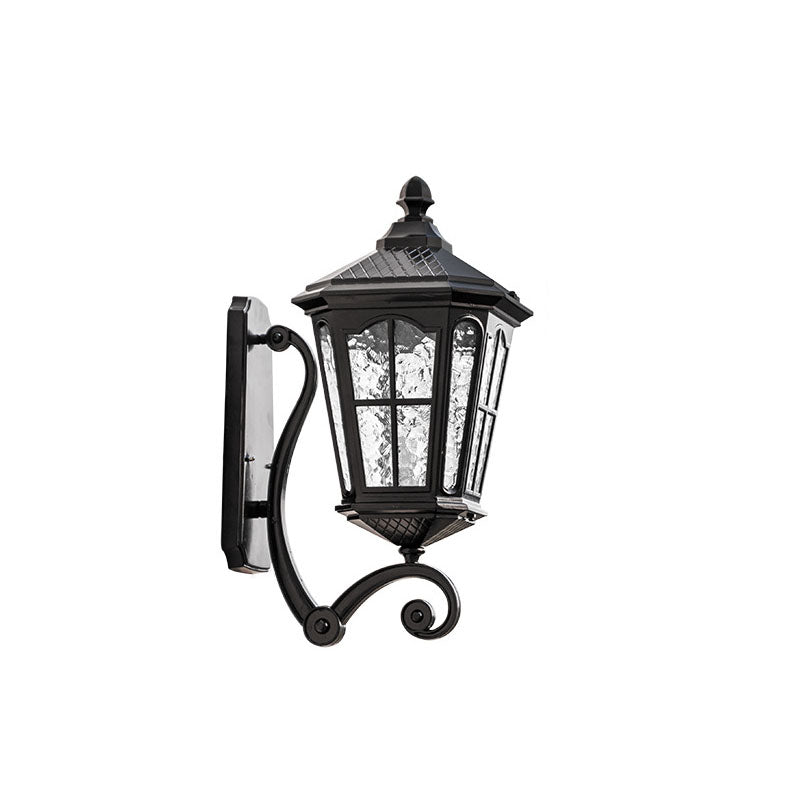 Europeisk utendørs lantern aluminium glass vanntett 1-lys vegglampe | Skanto