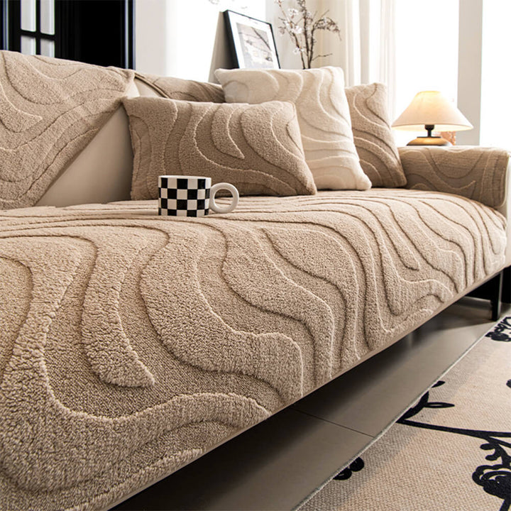 Varm Plush Bøyd Jacquard Rutsjefri Sofa Beskyttelsestrekk | Skanto