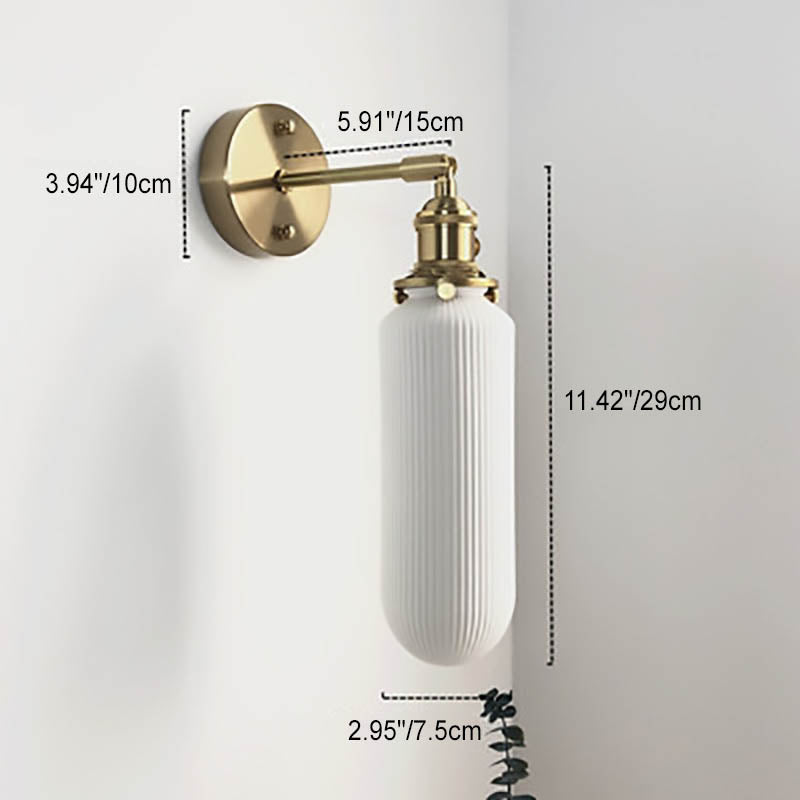 Skanto | Japansk Retro Minimalistisk Sylinder Oval Messing Lucite 1-Lys Vegglampe