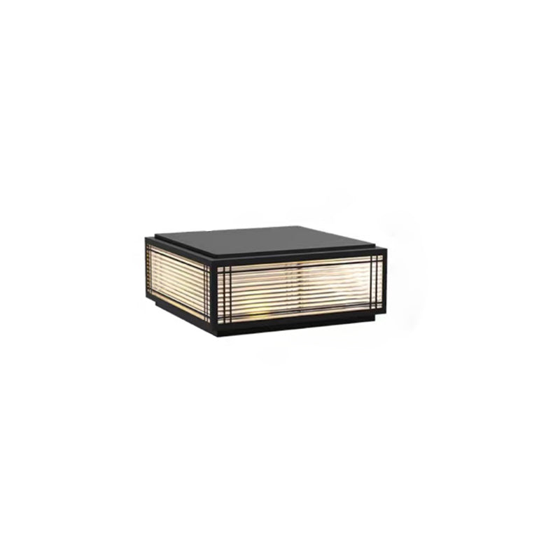 Tradisjonelt kinesisk kvadrat aluminium glass 1-lampe post hode lys for hage | Skanto