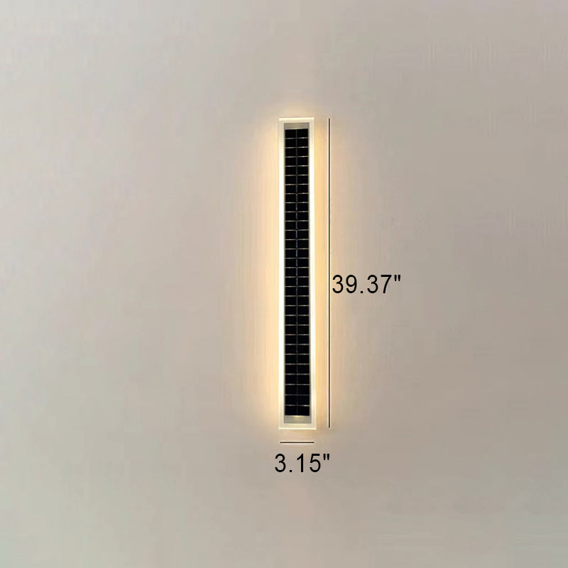 Minimalistisk rektangulær LED-vegglampe for utendørs bruk, vanntett, med solcellefunksjon, for terrasse og hage