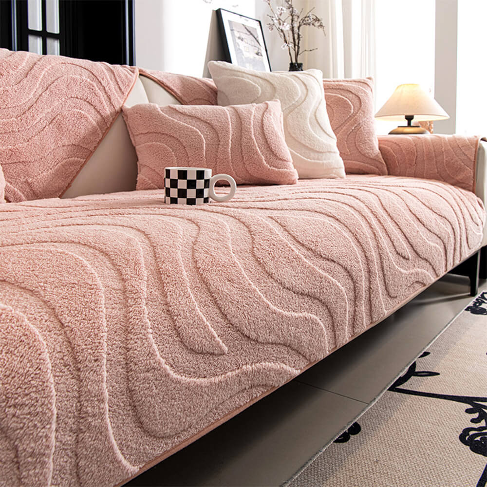 Varm Plush Bøyd Jacquard Rutsjefri Sofa Beskyttelsestrekk | Skanto
