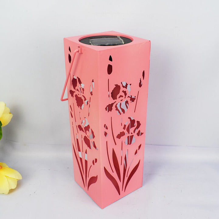 Skanto | Solar Butterfly Rose Pattern Hollow Column LED Utendørs Vanntett Dekorativ Lampe