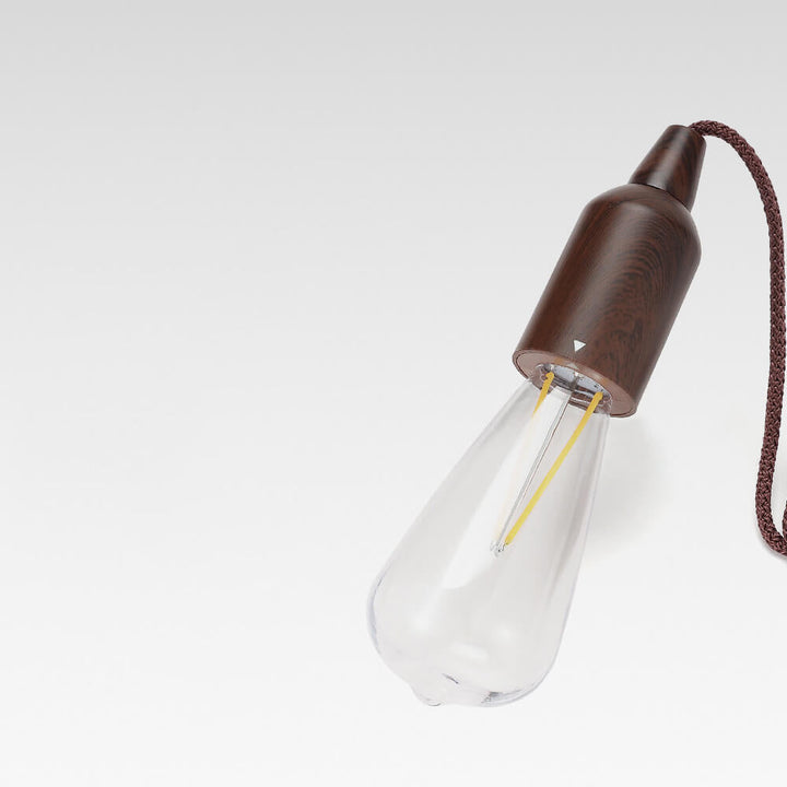 Retro bærbar, vanntett, rund trekjeglelampe med batteri og USB-tilkobling, 1 lyspære, ideell for camping og utendørsaktiviteter