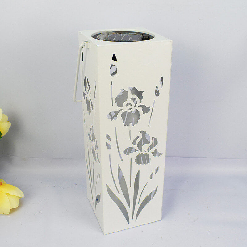 Skanto | Solar Butterfly Rose Pattern Hollow Column LED Utendørs Vanntett Dekorativ Lampe