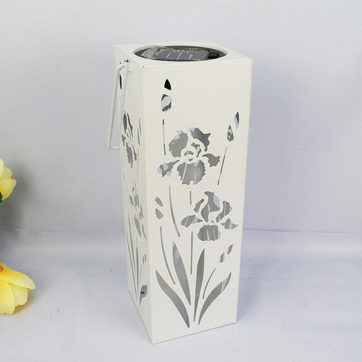 Skanto | Solar Butterfly Rose Pattern Hollow Column LED Utendørs Vanntett Dekorativ Lampe