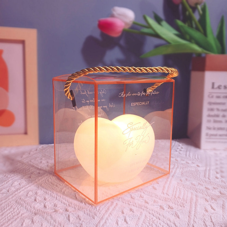 Skanto | LuvSphere Silikon LED Nattlys | Hjerteformet Design | Bordlampe | Varm Stemningslys | Dekorativ