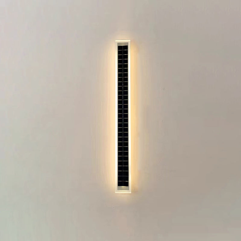 Minimalistisk rektangulær LED-vegglampe for utendørs bruk, vanntett, med solcellefunksjon, for terrasse og hage