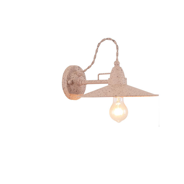 Moderne industriell vanntett metallplate bolle 1-lys vegglampe for utendørs patio | Skanto