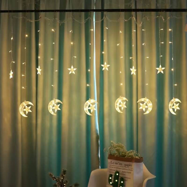 Skanto | LED Solenergi Stjerne Måne Gardin Lys Jul Utendørs Patio Dekorativ Camping Lysende Lyskastere