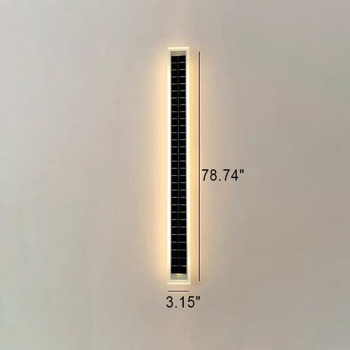 Minimalistisk rektangulær LED-vegglampe for utendørs bruk, vanntett, med solcellefunksjon, for terrasse og hage
