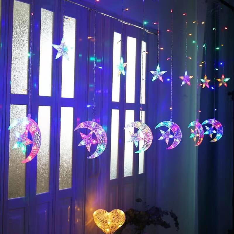 Skanto | LED Solenergi Stjerne Måne Gardin Lys Jul Utendørs Patio Dekorativ Camping Lysende Lyskastere