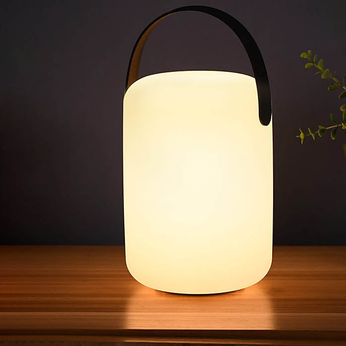 Rund, firkantet LED-bordlampe av plast til terrassen
