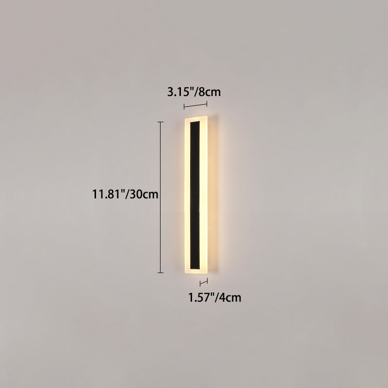 Lang, rektangulær LED-vegglampe av aluminium og akryl til hagen