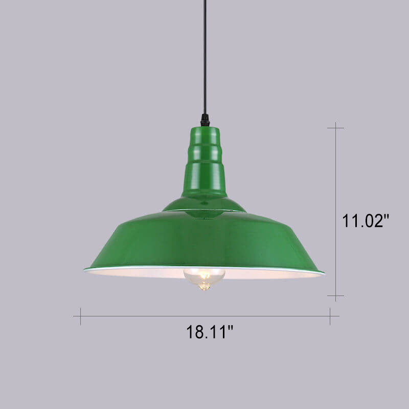 Skanto | RetroDome Industriell Vintage Pendellampe | Grønn Jernkuppel Design | Enkelt Lys | Rustikk Takbelysning